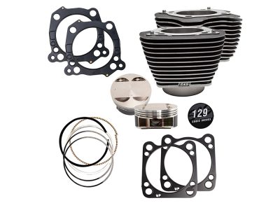 129ci Big Bore Kit with Highlighted Fins - Black. Fits Milwaukee-Eight 2017up with 107ci Engine.
