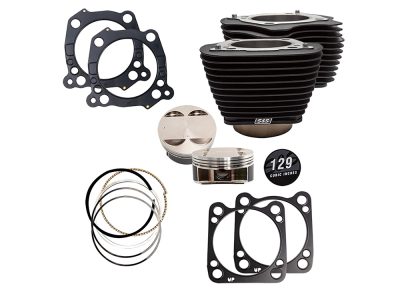 129ci Big Bore Kit with Non-Highlighted Fins - Black. Fits Milwaukee-Eight 2017up with 107ci Engine.