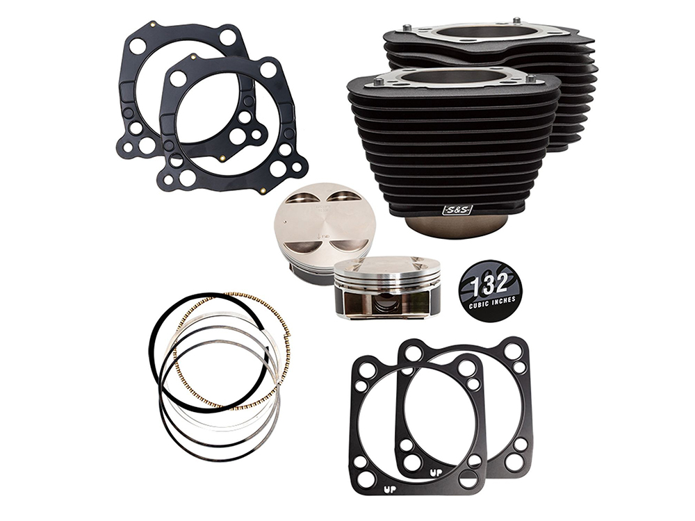 132ci Big Bore Kit with Non-Highlighted Fins - Black. Fits Milwaukee-Eight 2017up 114ci or 117ci Engine.