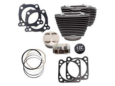 132ci Big Bore Kit with Highlighted Fins - Black Granite. Fits CVO Milwaukee-Eight 2017up with 117ci Engine.