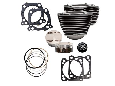 136ci Stroker Big Bore Kit with Highlighted Fins - Black. Fits Milwaukee-Eight 2017up with S&S 4-5/8in. Stroker Flywheel.