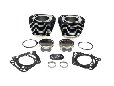 132ci Big Bore Kit with Highlighted Fins & High Compression - Black. Fits Milwaukee-Eight 2017up 114ci or 117ci Engine