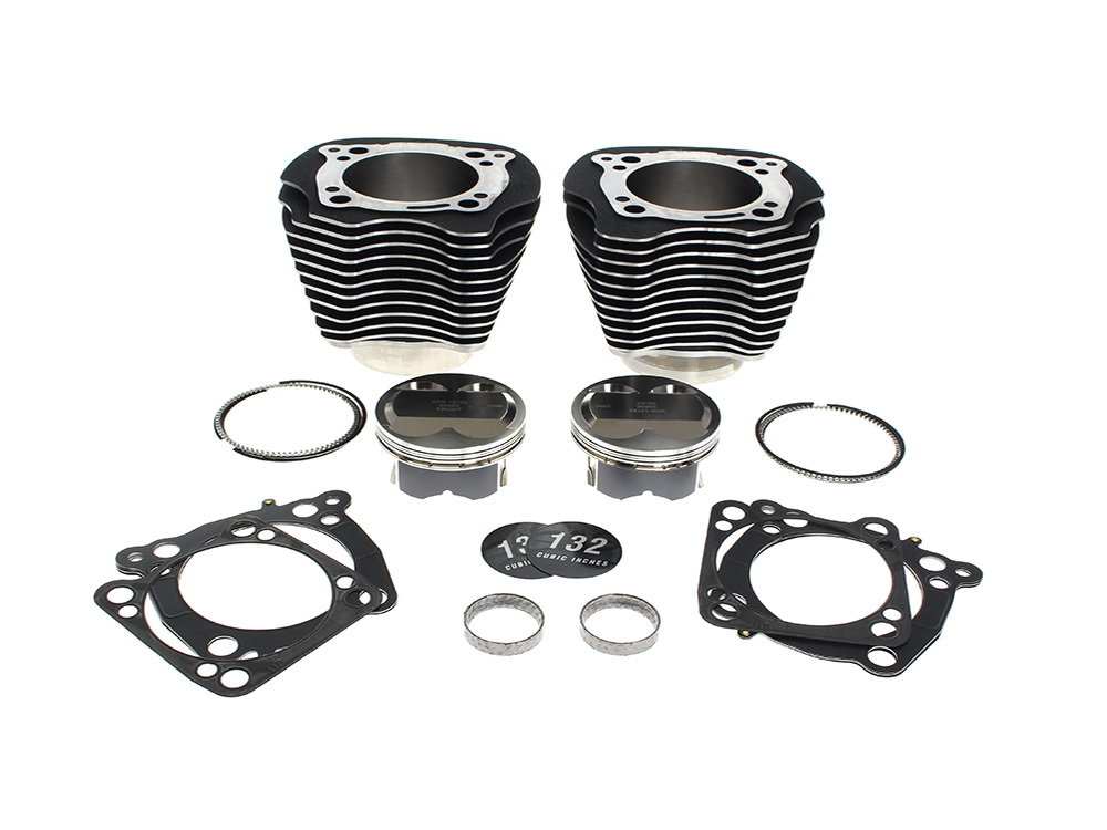 132ci Big Bore Kit with Highlighted Fins & High Compression - Black. Fits Milwaukee-Eight 2017up 114ci or 117ci Engine