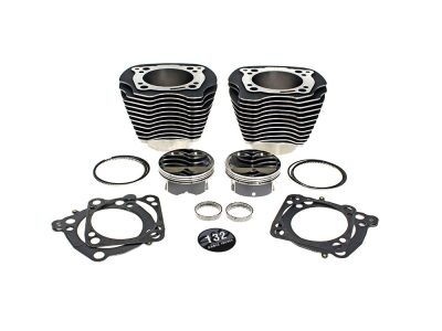 132ci Big Bore Kit with Highlighted Fins & Mid Level Compression - Black. Fits Milwaukee-Eight 2017up 114ci or 117ci Engine