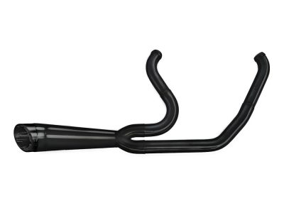 Shorty Turnout 2-into-1 Exhaust - Black with Black End Cap. Fits Breakout & Fat Boy 2018-2024