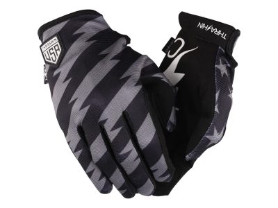 Black & Grey, Stars & Bolts Stealth Gloves - Size Large