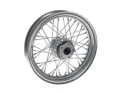 16in. x 3.0in. Front 40 Spoke Cross Laced Wheel - Chrome. Fits FL Softail 1986-1999