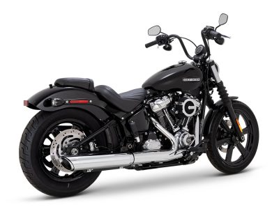 4in. Twin Slash Slip-On Muffler - Chrome. Fits Softail Street Bob, Low Rider S, Low Rider ST & Heritage 2025up
