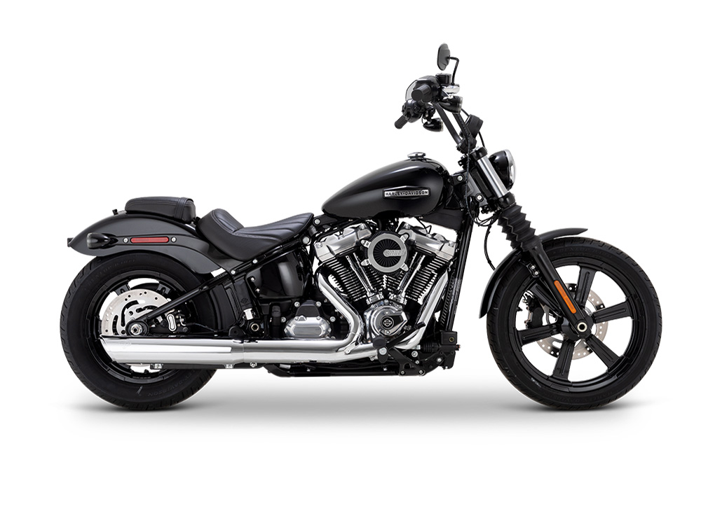 4in. Twin Slash Slip-On Muffler - Chrome. Fits Softail Street Bob, Low Rider S, Low Rider ST & Heritage 2025up - Image 2