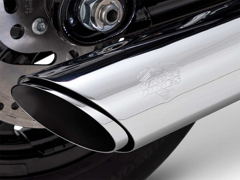 4in. Twin Slash Slip-On Muffler - Chrome. Fits Softail Street Bob, Low Rider S, Low Rider ST & Heritage 2025up - Image 3