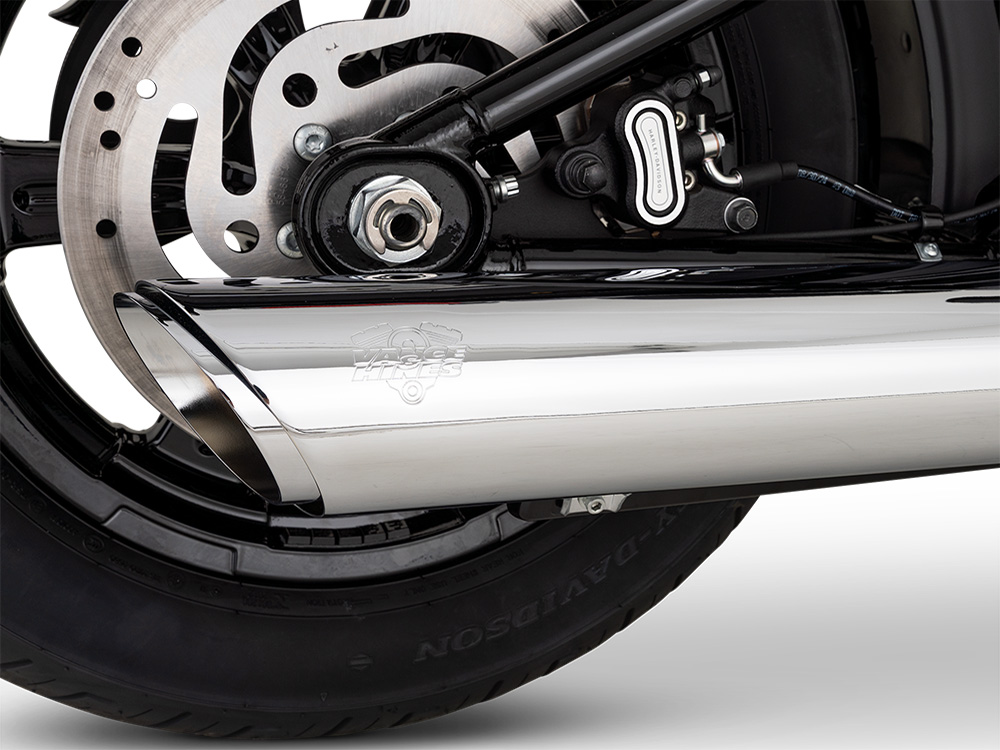 4in. Twin Slash Slip-On Muffler - Chrome. Fits Softail Street Bob, Low Rider S, Low Rider ST & Heritage 2025up - Image 4